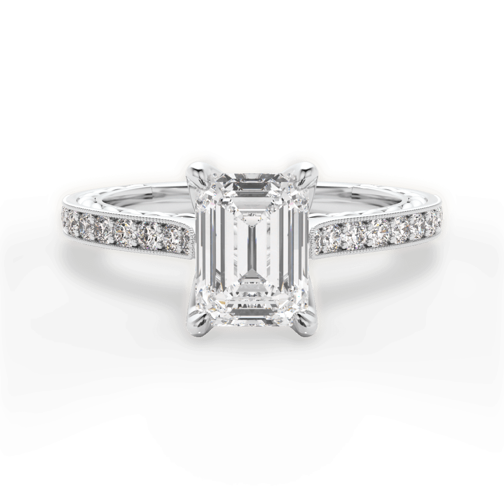 Gilda Emerald Cut Lab Grown Diamond 18Kt White Gold Engagement Ring