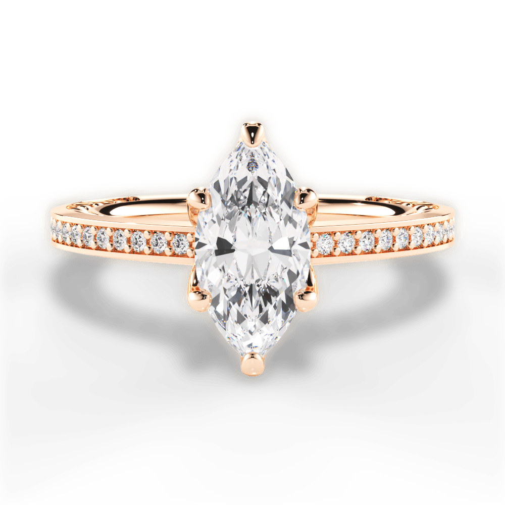 Donna Marquise Cut Lab Grown Diamond 18Kt Rose Gold Engagement Ring