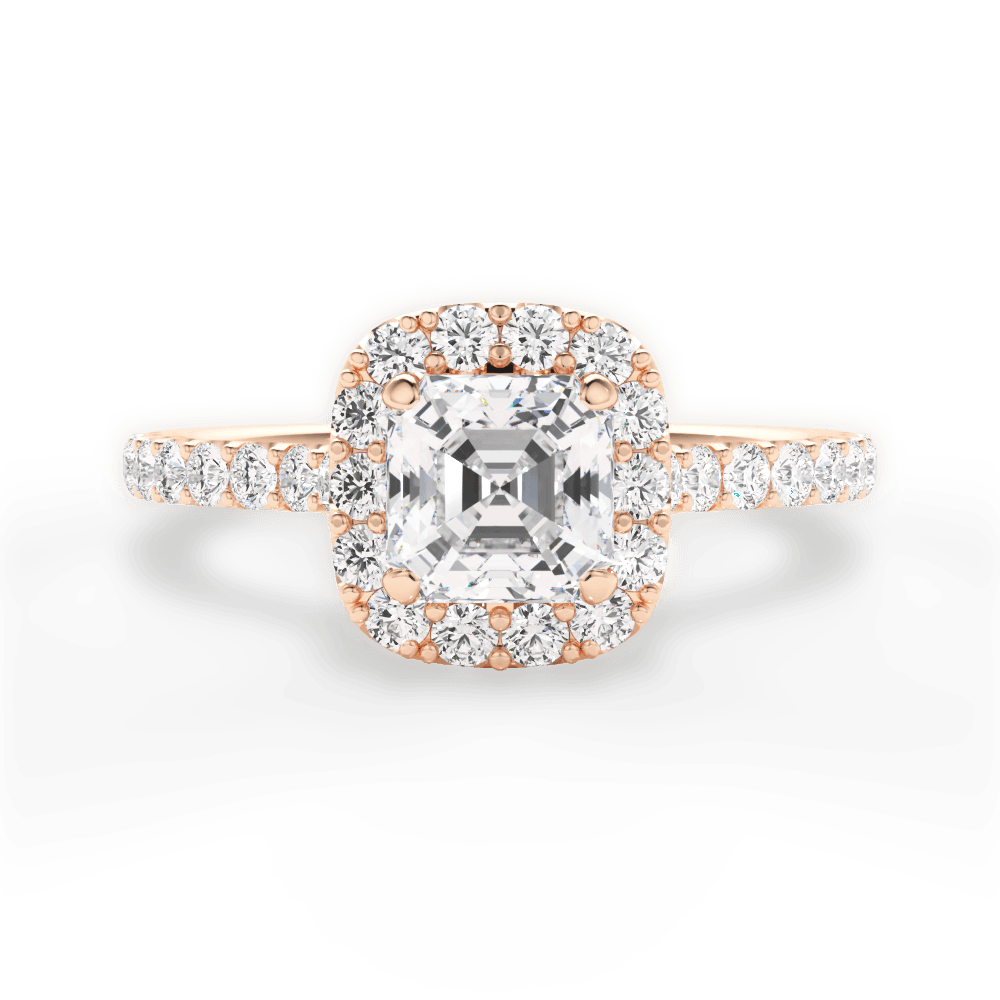 Ingrid Asscher Cut Lab Grown Diamond 18Kt Rose Gold Engagement Ring