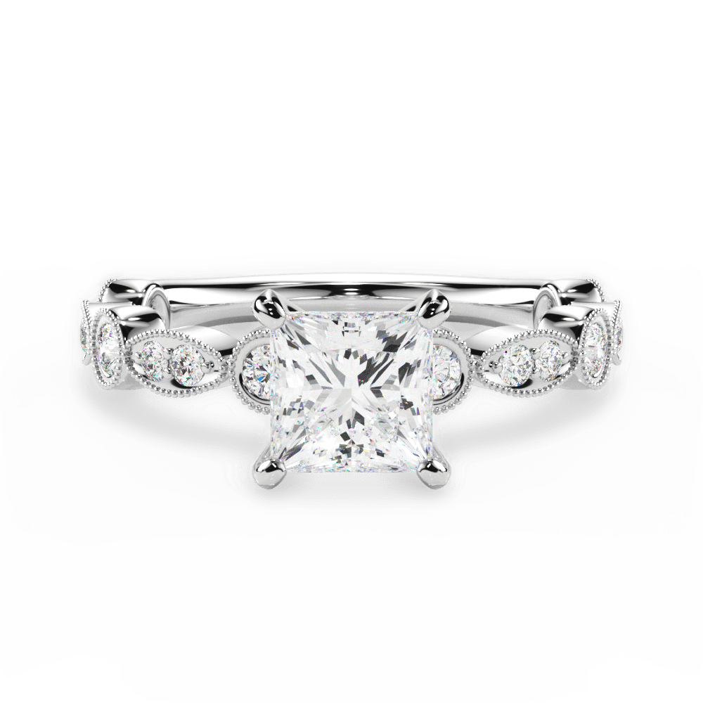 Edith Princess Cut Lab Grown Diamond Platinum Engagement Ring