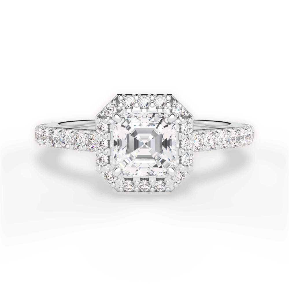 Kathleen Asscher Cut Lab Grown Diamond Platinum Engagement Ring