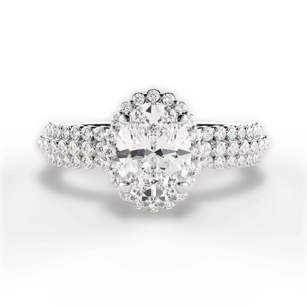Jocelyn Oval Cut Lab Grown Diamond 14Kt White Gold Engagement Ring
