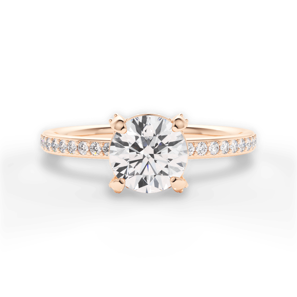 Janice Round Cut Lab Grown Diamond 18Kt Rose Gold Engagement Ring