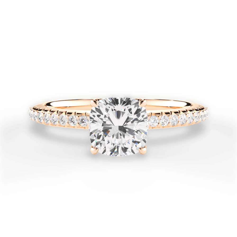 Giselle Cushion Cut Lab Grown Diamond 18Kt Rose Gold Engagement Ring