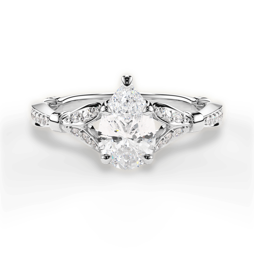 Geraldine Pear Cut Lab Grown Diamond 18Kt White Gold Engagement Ring