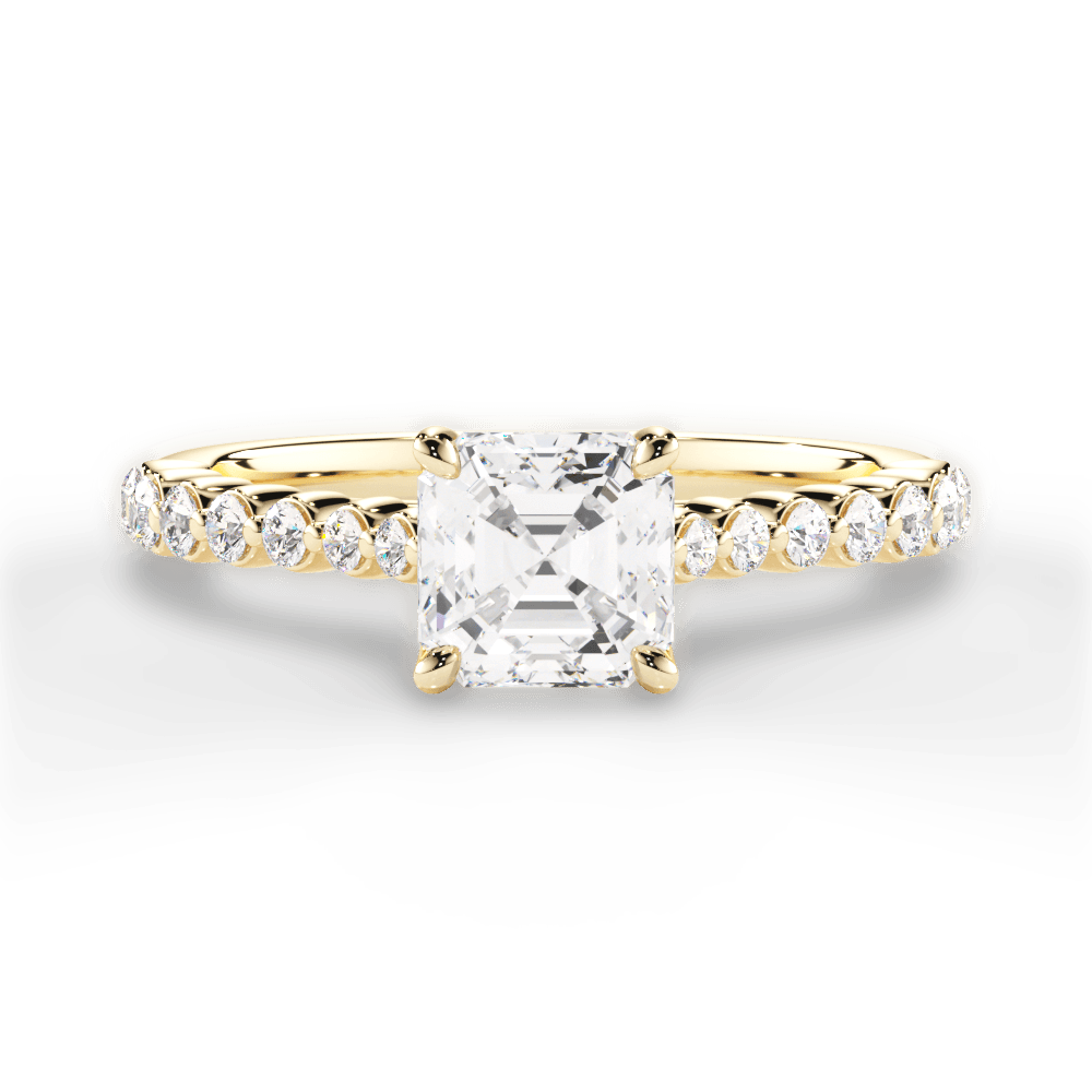 Dana Asscher Cut Lab Grown Diamond 18Kt Yellow Gold Engagement Ring