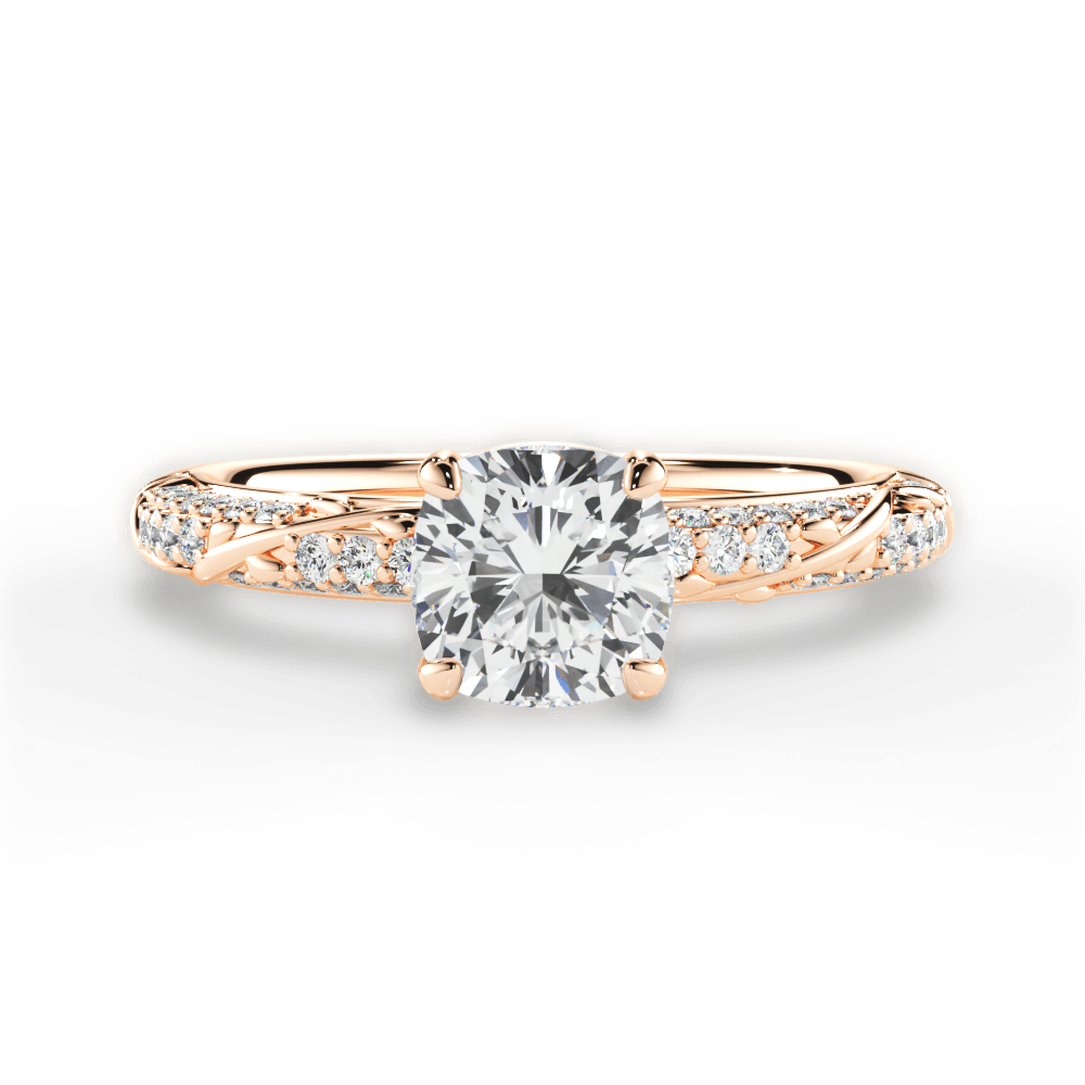 Gloria Cushion Cut Lab Grown Diamond 18Kt Rose Gold Engagement Ring