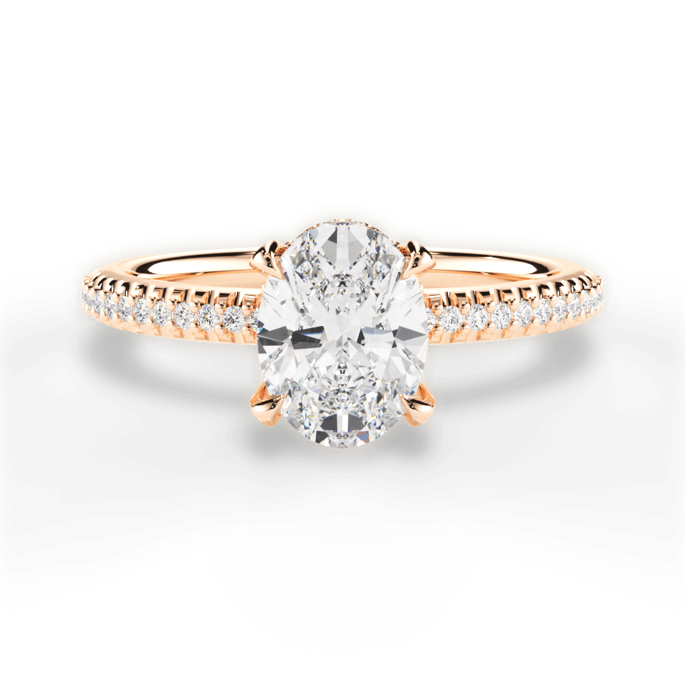 Helen Oval Cut Lab Grown Diamond 18Kt Rose Gold Engagement Ring