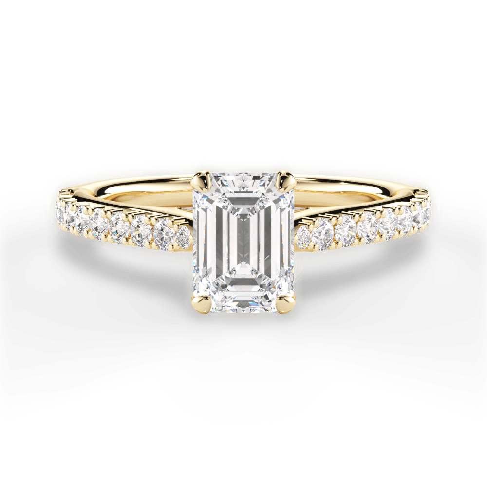 Frances Emerald Cut Lab Grown Diamond 18Kt Yellow Gold Engagement Ring