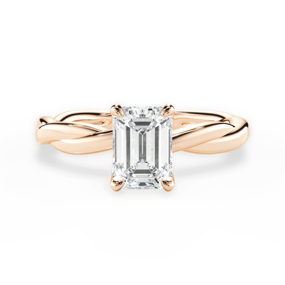 Bianca Emerald Cut Lab Grown Diamond 18Kt Rose Gold Engagement Ring