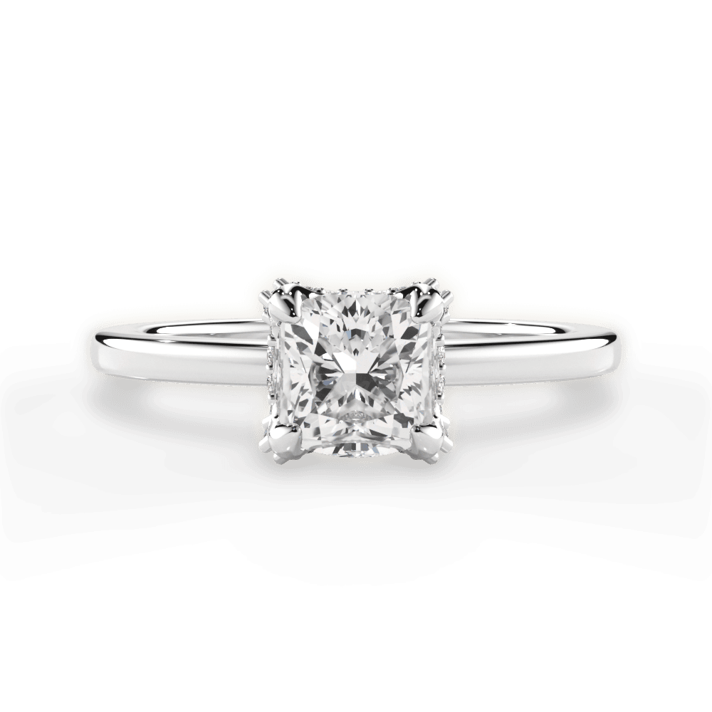 Gemma Cushion Cut Lab Grown Diamond 14Kt White Gold Engagement Ring