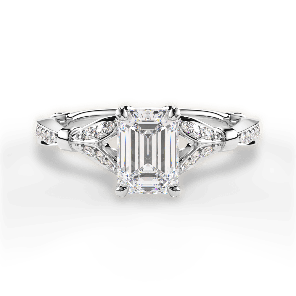 Geraldine Emerald Cut Lab Grown Diamond Platinum Engagement Ring