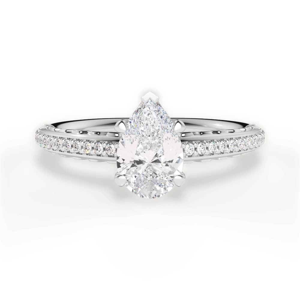 Caroline Pear Cut Lab Grown Diamond 14Kt White Gold Engagement Ring