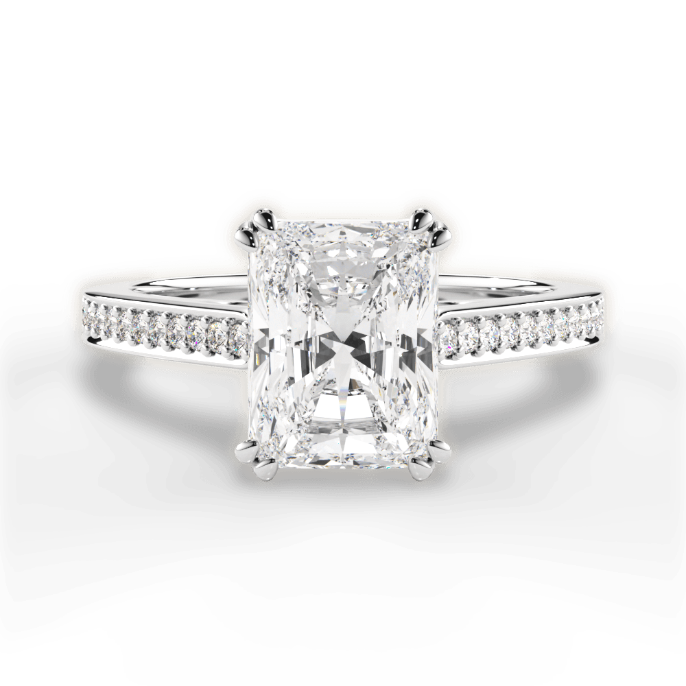 Denise Radiant Cut Lab Grown Diamond 18Kt White Gold Engagement Ring