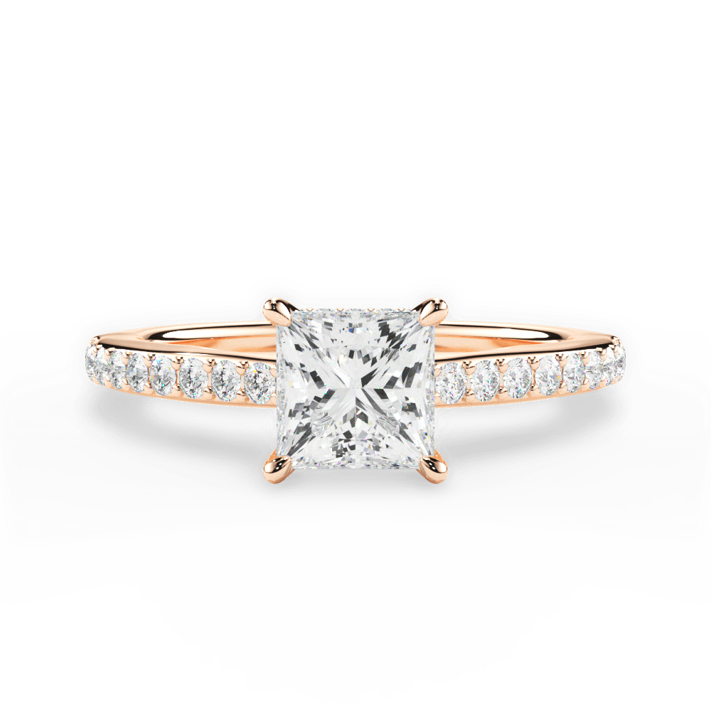Joan Princess Cut Lab Grown Diamond 18Kt Rose Gold Engagement Ring