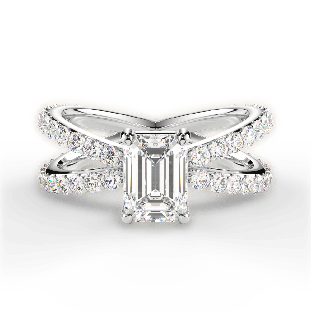 Lauren Emerald Cut Lab Grown Diamond Platinum Engagement Ring