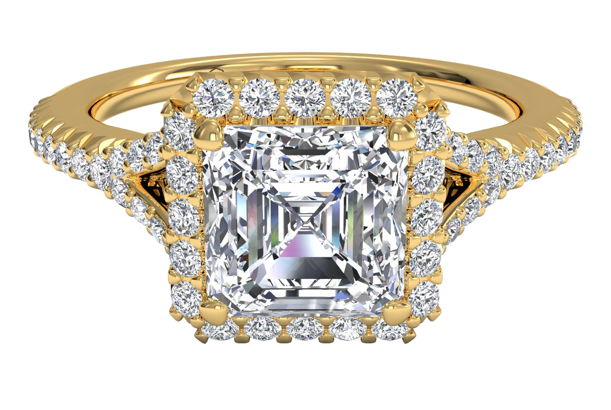 Judy Asscher Cut Lab Grown Diamond 18Kt Yellow Gold Engagement Ring