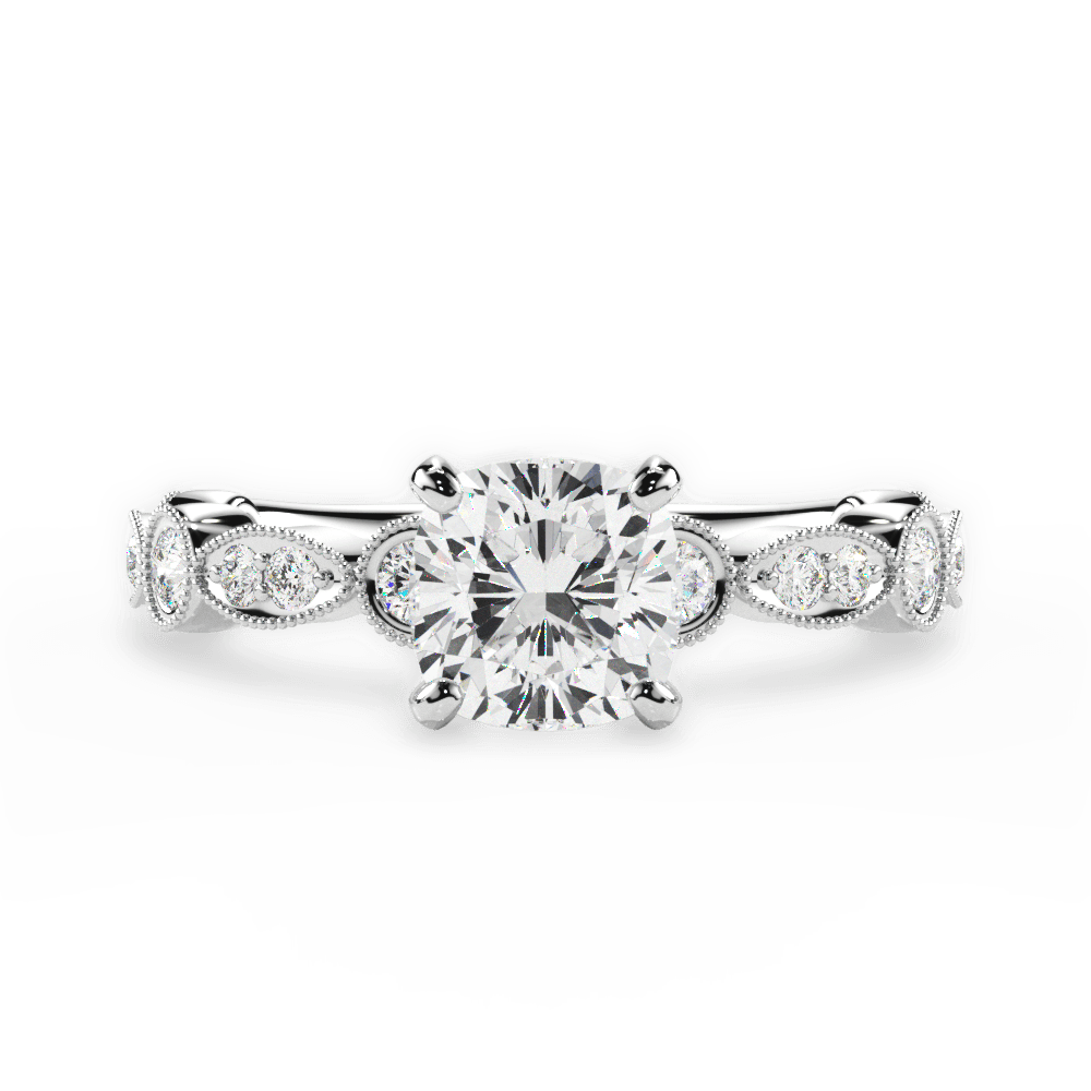 Edith Cushion Cut Lab Grown Diamond Platinum Engagement Ring
