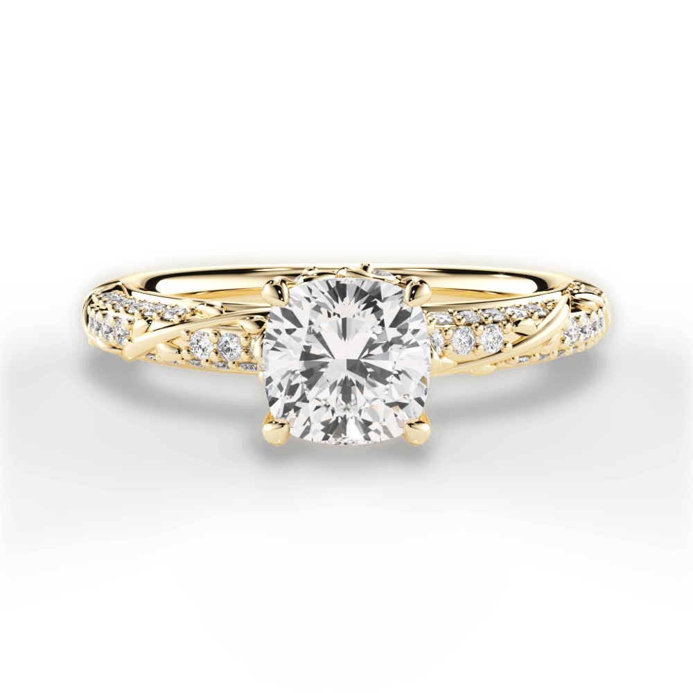 Josephine Cushion Cut Lab Grown Diamond 18Kt Yellow Gold Engagement Ring