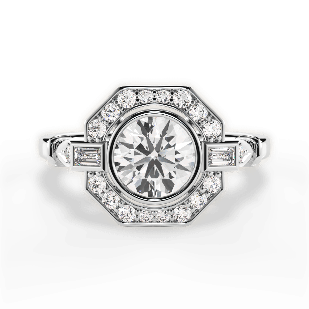 Jenna Round Cut Lab Grown Diamond Platinum Engagement Ring