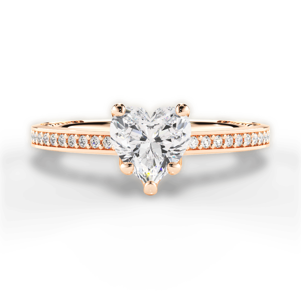 Donna Heart Cut Lab Grown Diamond 18Kt Rose Gold Engagement Ring