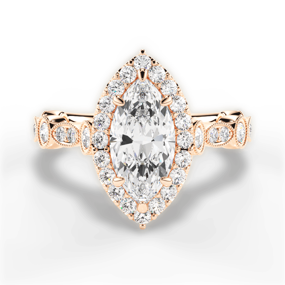 Irene Marquise Cut Lab Grown Diamond 18Kt Rose Gold Engagement Ring