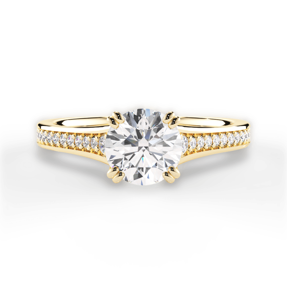 Delia Round Cut Lab Grown Diamond 18Kt Yellow Gold Engagement Ring