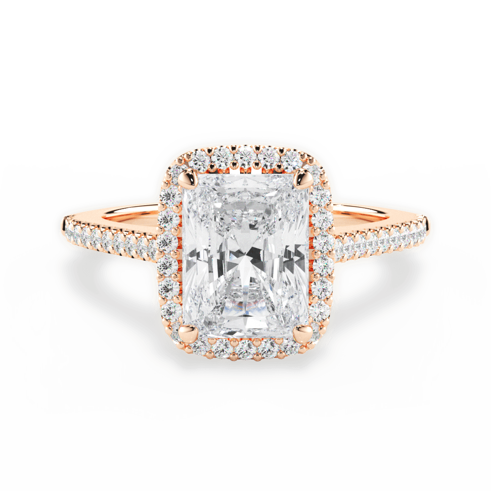 Jeanne Radiant Cut Lab Grown Diamond 18Kt Rose Gold Engagement Ring