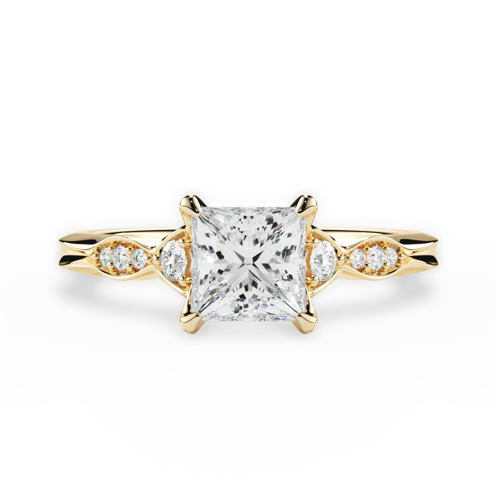 Cassie Princess Cut Lab Grown Diamond 18Kt Yellow Gold Engagement Ring