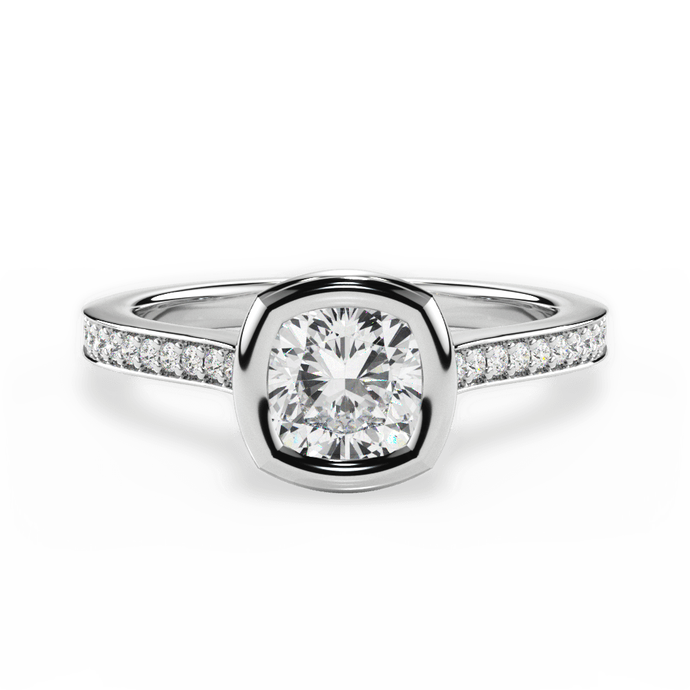 Deanna Cushion Cut Lab Grown Diamond Platinum Engagement Ring