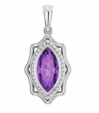 A pendant color gem, amethyst & diamonds birthstone