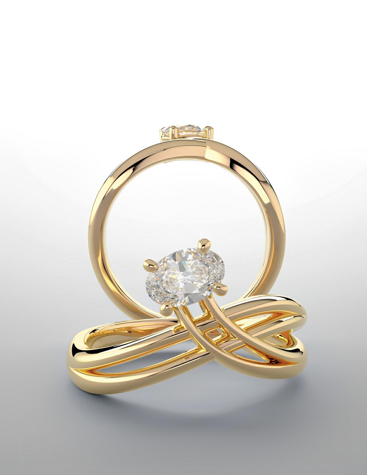 Moissanite yellow gold ring