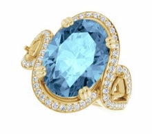 Load image into Gallery viewer, Color gem ring bridal set blue topaz &amp; diamonds