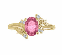 Load image into Gallery viewer, Rose gold ring with Lab grown ruby and diamonds.