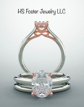 14kt white gold with Rose gold accent bridal set.