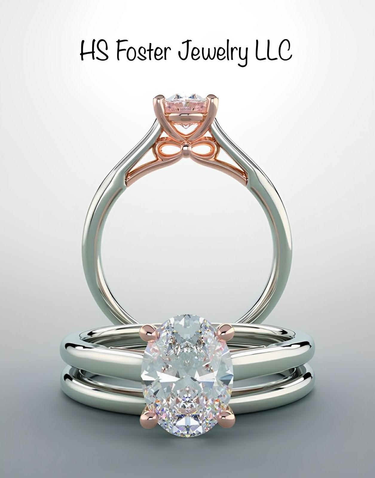 14kt white gold ring with a rose gold accent