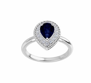 Color gem ring lab created blue sapphire