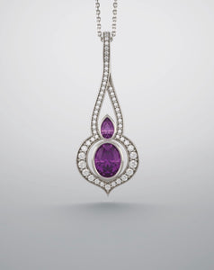 A pendant, continuum silver amethyst & imitation diamonds