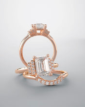Load image into Gallery viewer, Bridal set, ring in rose gold and natural diamonds.