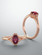 Load image into Gallery viewer, Color gem ring imitation ruby 6 grown diamond