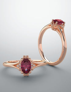 Color gem ring imitation ruby 6 grown diamond