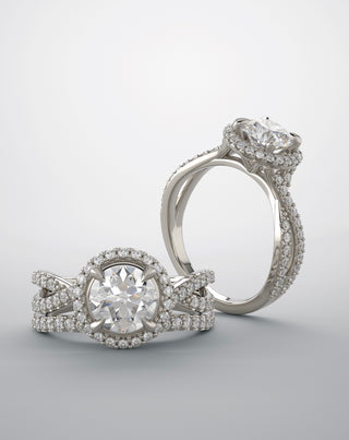 Bridal set platinum halo with natural diamonds