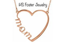 Load image into Gallery viewer, White gold Mom’s heart pendant.