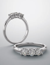 Load image into Gallery viewer, Diamond band, 3 stones white gold and diamonds