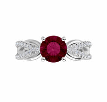 Load image into Gallery viewer, Color gem ring garnet lab grown diamonds
