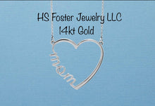 Load image into Gallery viewer, White gold Mom’s heart pendant.