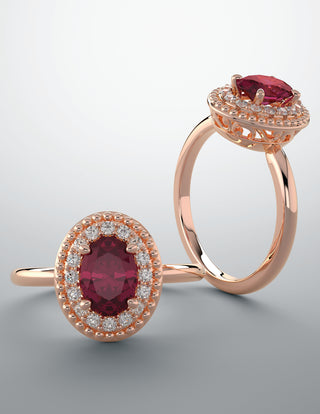 Color gems ring, rose gold and featuring a natural ruby