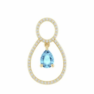 Color gem pendant, white gold, aquamarine and diamond