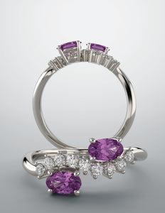Color gem ring amethyst clear rounds