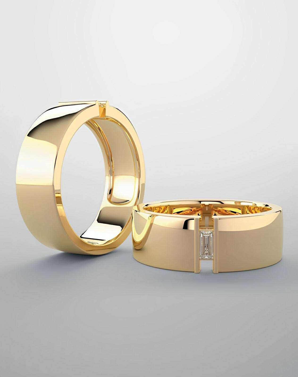 Wedding band, bring in yellow gold in lab grown diamonds